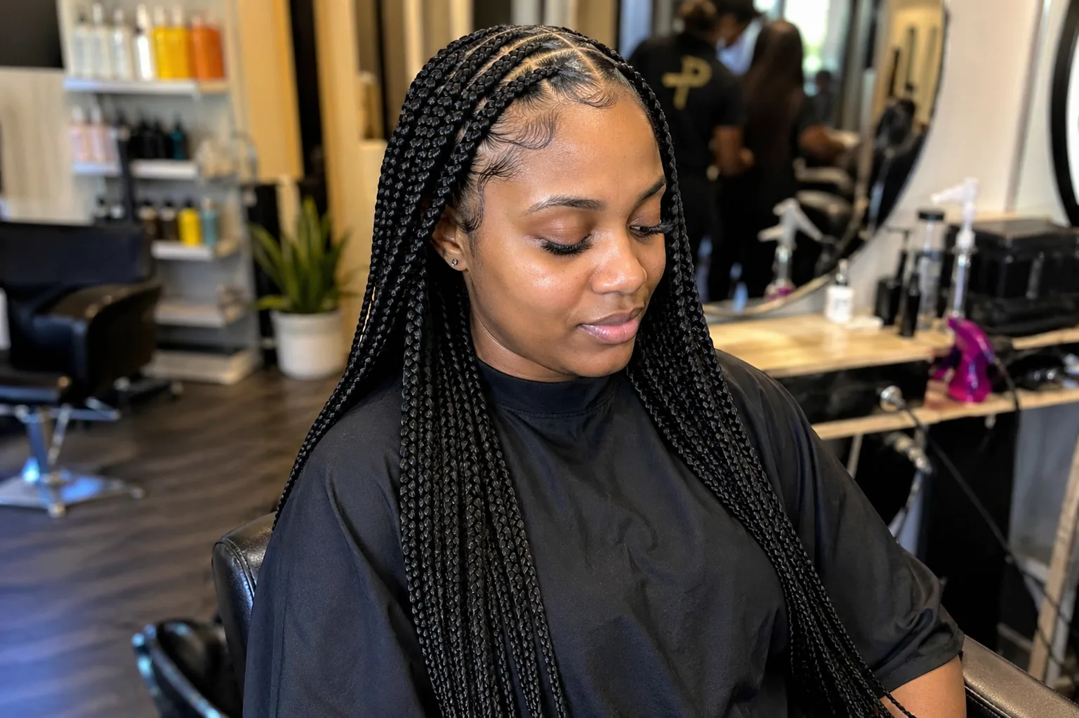 Flawless knotless braids by Pauline at Passionate P. Hair Lounge in Greensboro, NC